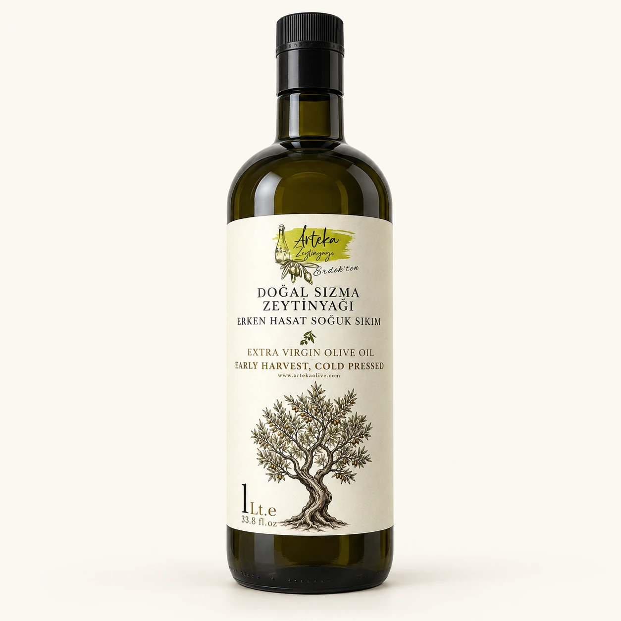 Arteka erken hasat soğuk sıkım zeytinyağı — 1 litre şişe