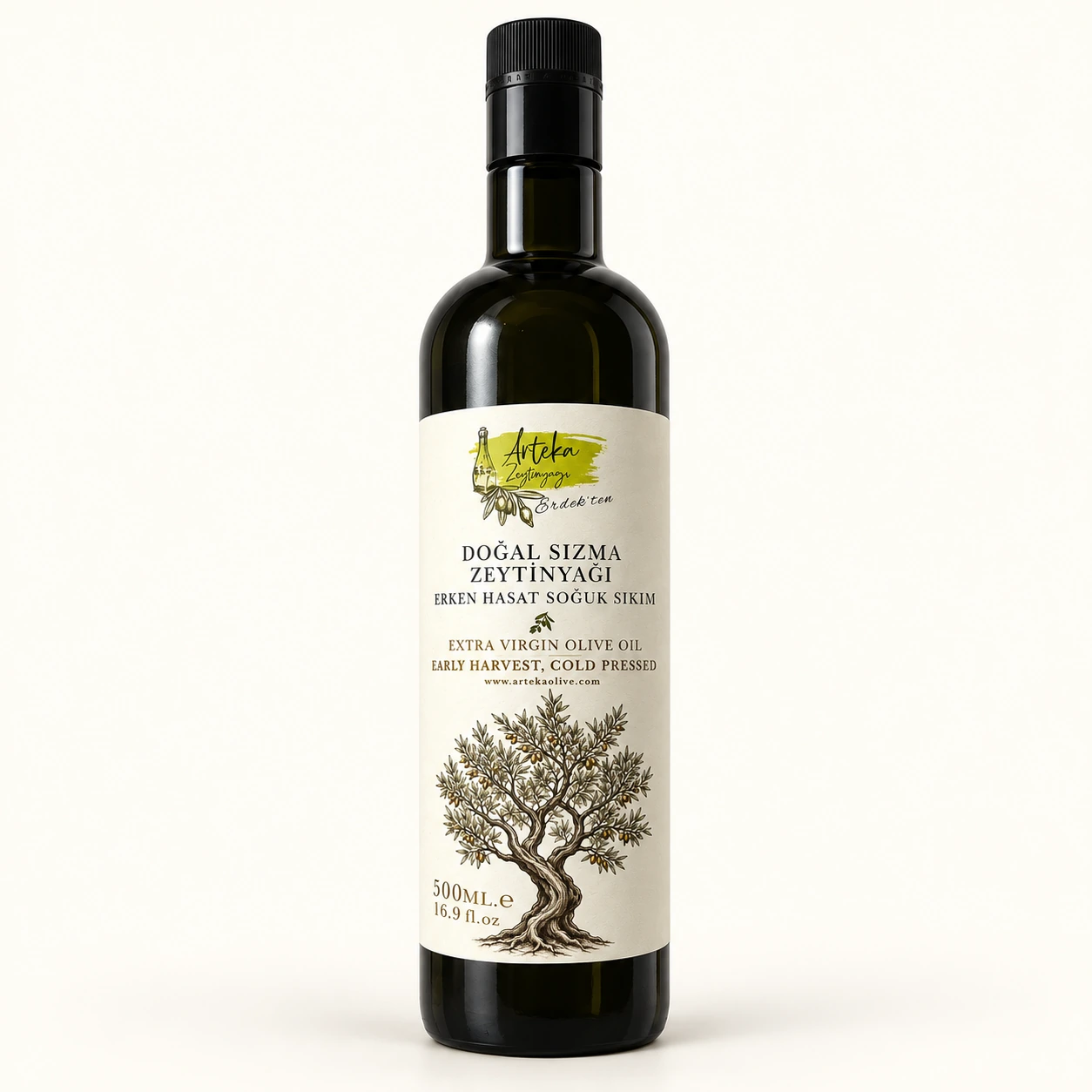 Arteka erken hasat soğuk sıkım zeytinyağı — 500 ml şişe